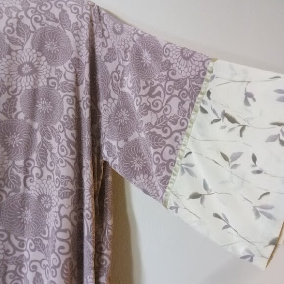 SOFT SURROUNDINGS Silk Open Front House Robe Floral Kimono Duster Boho Cover Up - Picture 5 of 13